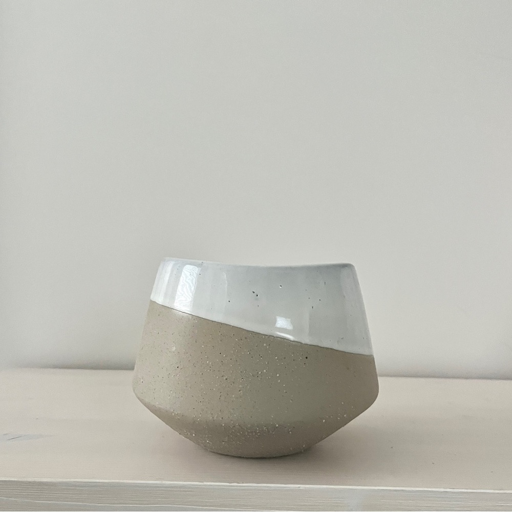 West Elm Modern Two-Tone Ceramic Vase / Planter